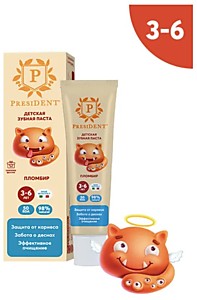 Президент детская 3-6 зубная паста ПЛОМБИР (50 RDA) 70 г