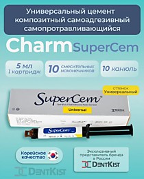 ЧамСуперЦем композитный цемент двойного отверждения для фиксации, самопротравливающий, 1 шпр 5 мл