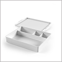 Лоток полимерный прямоугольный с крышкой, ручкой и ячейками  ЛПпу-0,85-ЕЛАТ