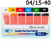 Штифты гуттаперчивые 60 шт кон.04 №15-40