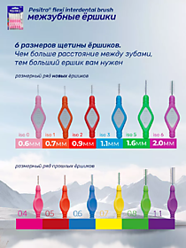 PESITRO Межзубные ершики ISO6 2,0  (1,1 мм), фиолетовые, 6 шт